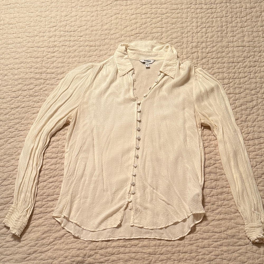 Express Cream Button-Down Blouse